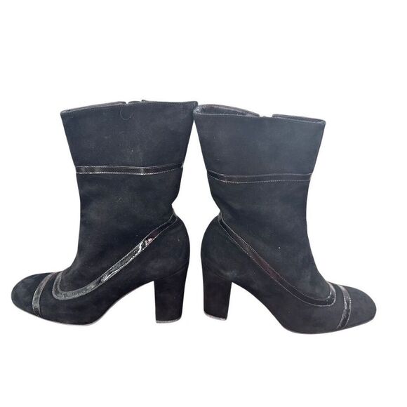 BCBG Max Azria Women's Black Suede Ankle Booties Size 38/7 Zip Closure - Picture 4 of 16